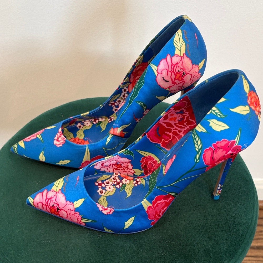 Aldo Blue Floral Patterned Heels